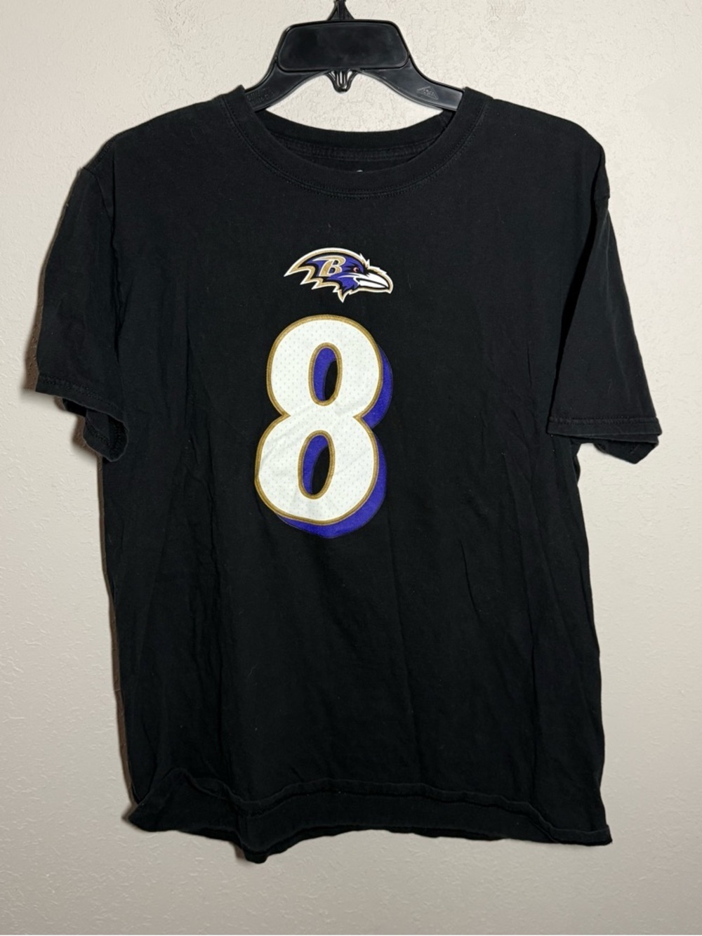 Men’s L Black Fanatics Baltimore Ravens Lamar Jackson Sporty Gameday Tee Shirt